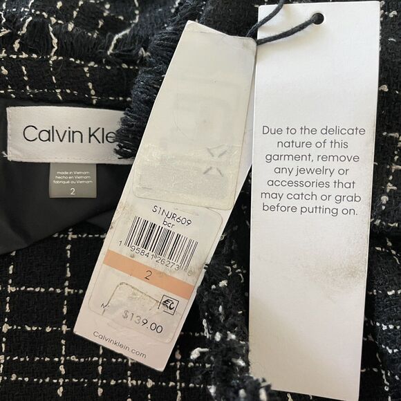 Calvin Klein SZ 2 Blazer Jacket Open Front Long Sleeve Pockets Unlined Womens - Picture 7 of 9